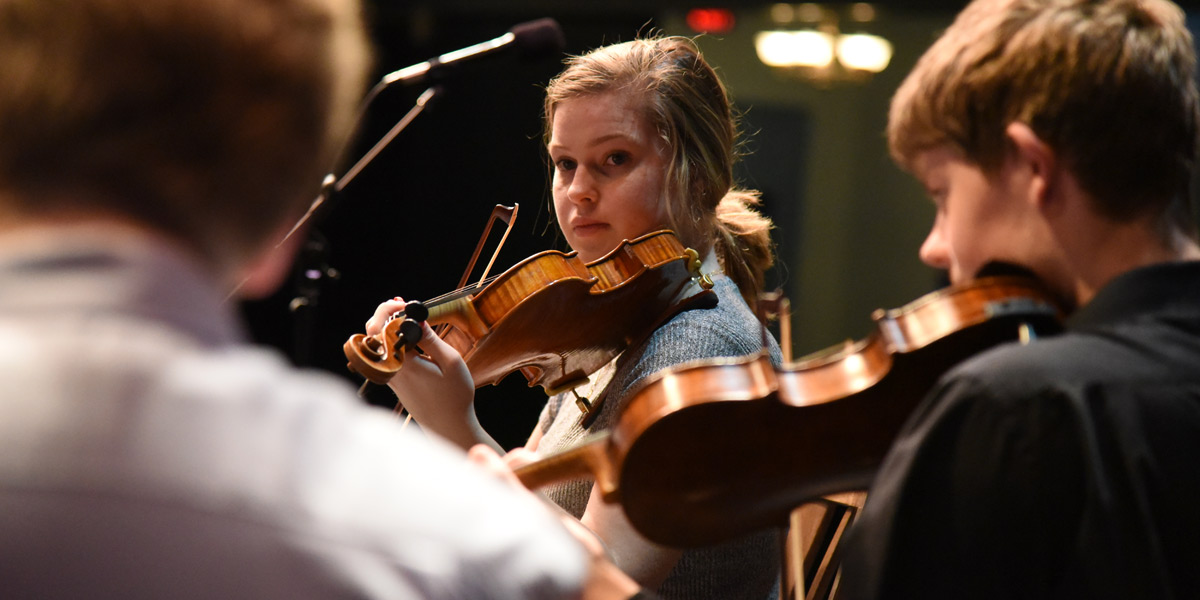 Members of the Wisconsin Youth Symphony Orchestra performing live on WPR's "The Midday."