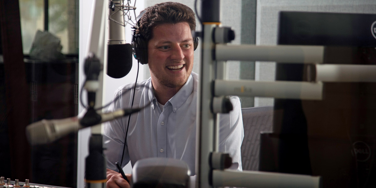 WPR's statewide Morning Edition Host Alex Crowe in our Milwaukee studios. 