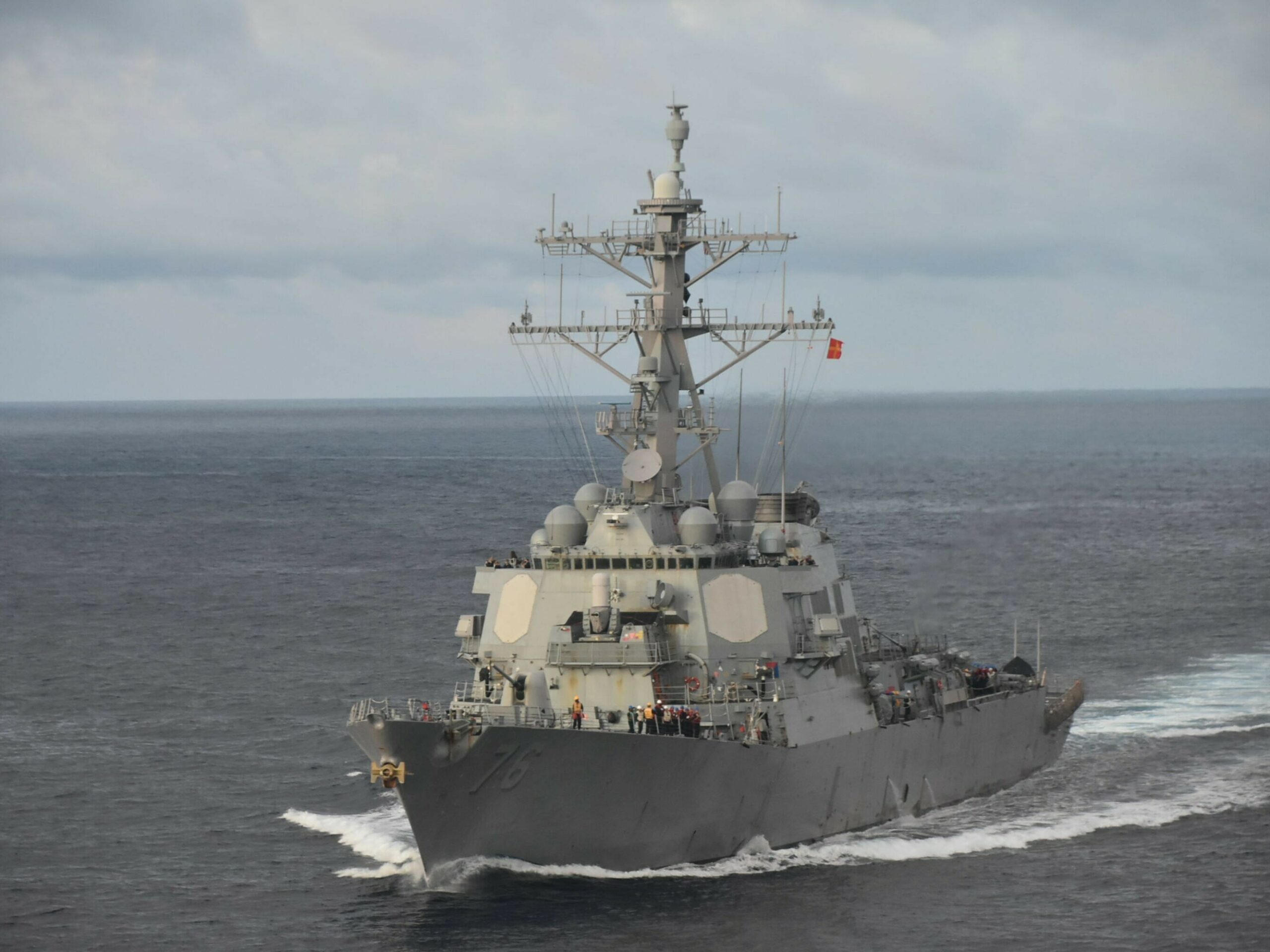 The guided-missile destroyer USS Higgins (DDG 76) is pictured in the South China Sea on July 28, 2022.