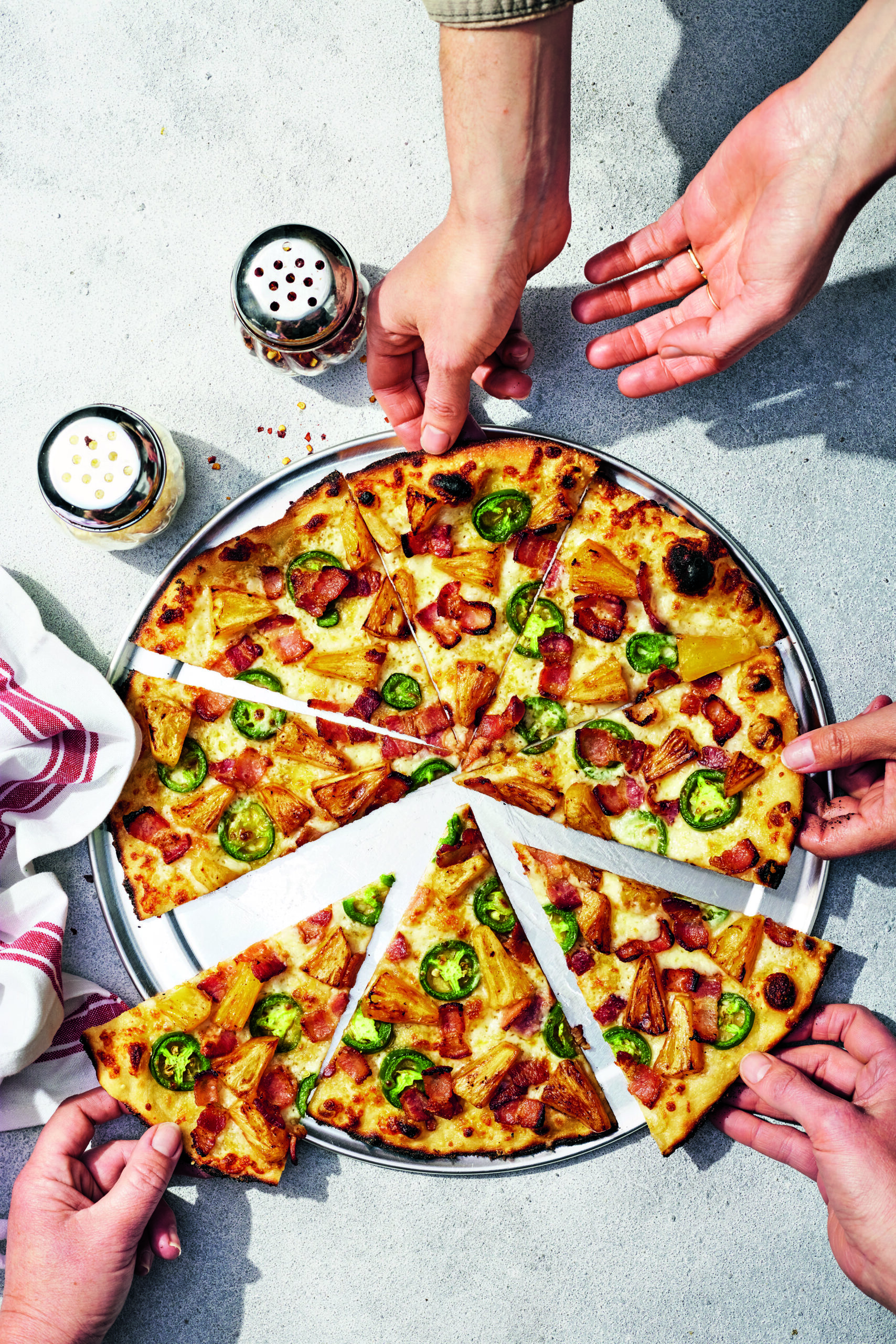 Pineapple Pizza with Bacon and Jalapeños