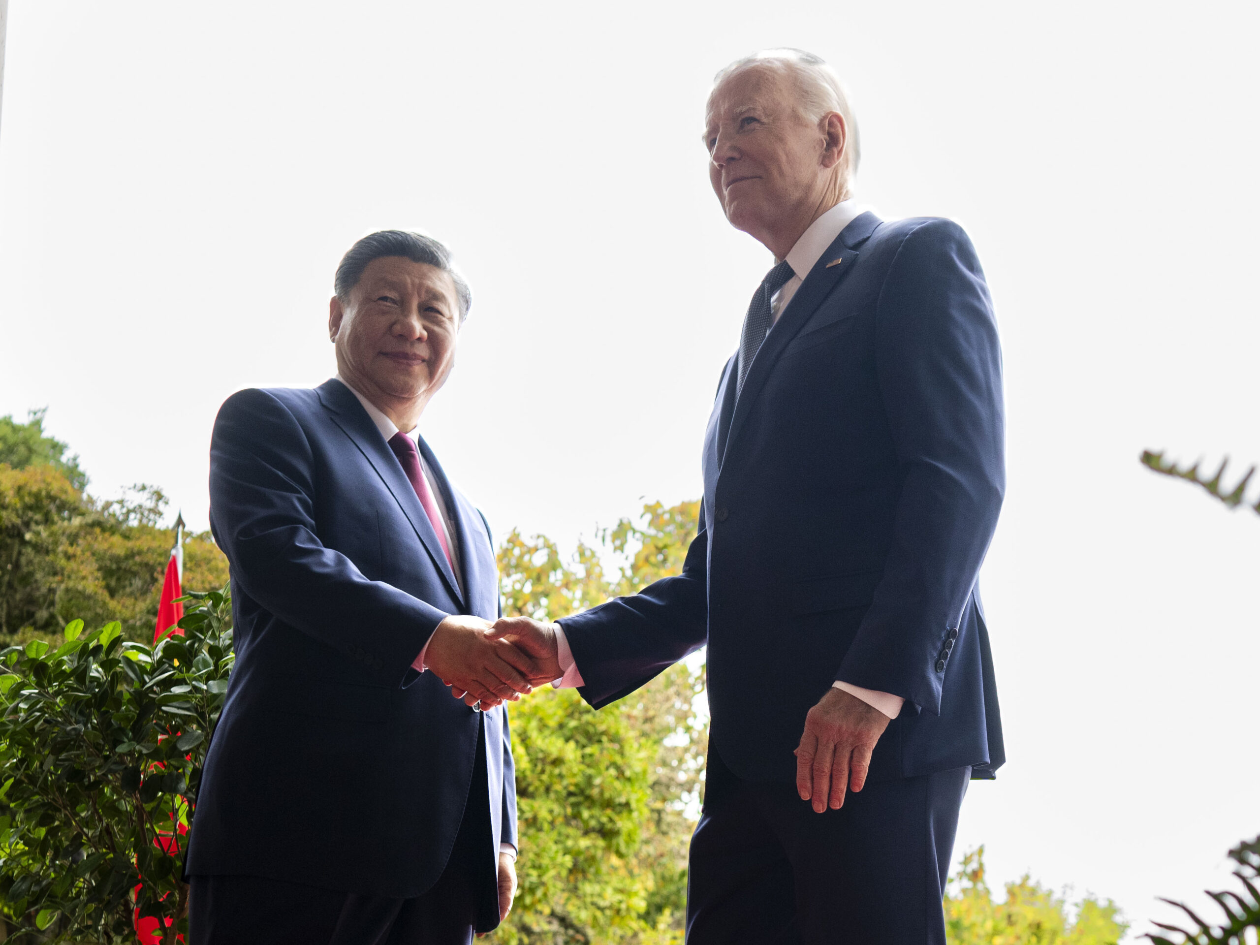 President Biden greets China's President President Xi Jinping Nov. 15, 2023, in California. China has agreed to curtail shipments of the chemicals used to make fentanyl, the drug at the heart of the U.S. overdose epidemic.