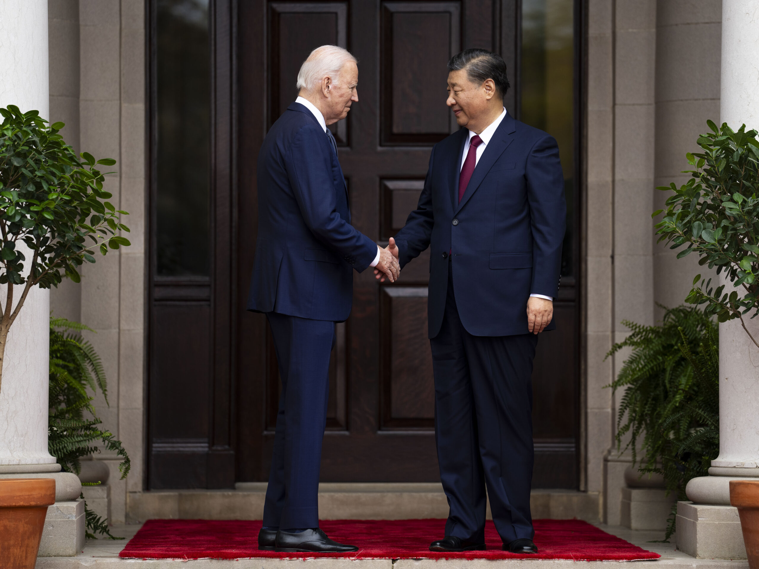 President Joe Biden greets China's leader Xi Jinping at the Filoli Estate in Woodside, Calif., Nov, 15, 2023, on the sidelines of the Asia-Pacific Economic Cooperative conference.