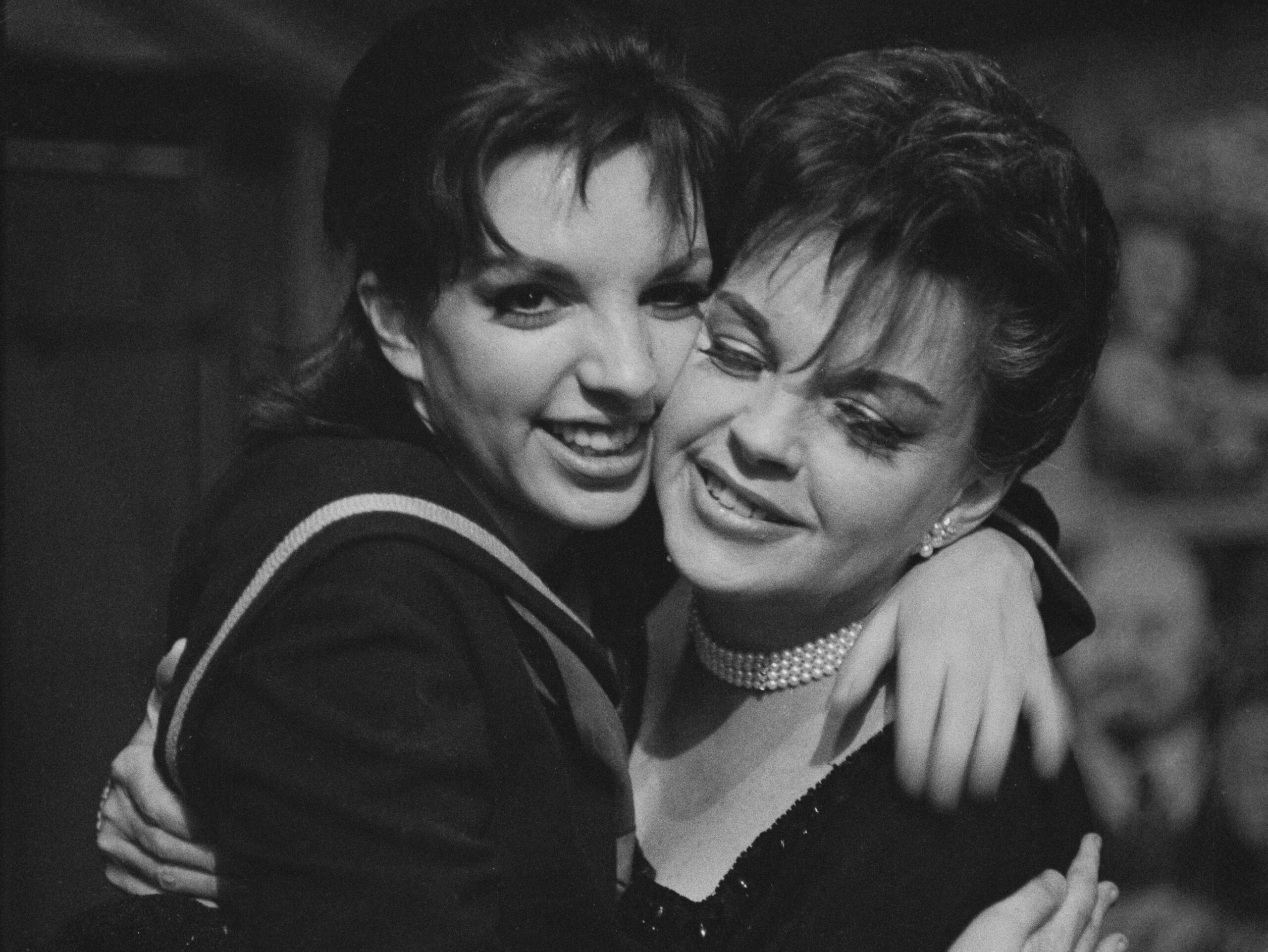 American actress and singer Liza Minnelli with her mother, American actress and singer Judy Garland, backstage at the Alvin Theatre in New York City in 1965.