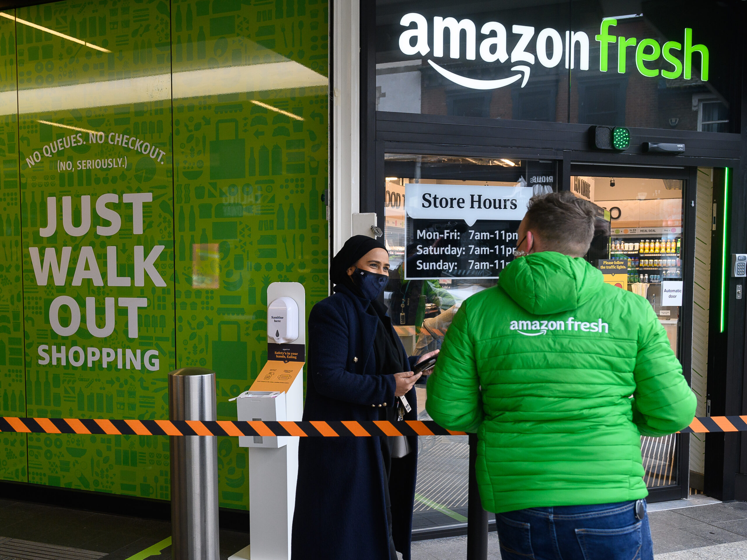 The first Amazon Fresh grocery store in London opened in 2021. The company is replacing its "Just Walk Out" technology at U.S. stores with smart shopping carts, but leaving it in the U.K.