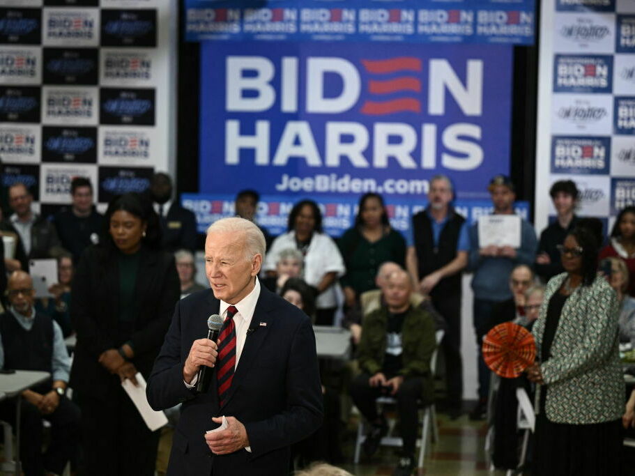 President Biden speaks to local supporters and volunteers at the office opening of the Wisconsin coordinated campaign headquarters in Milwaukee on March 13.