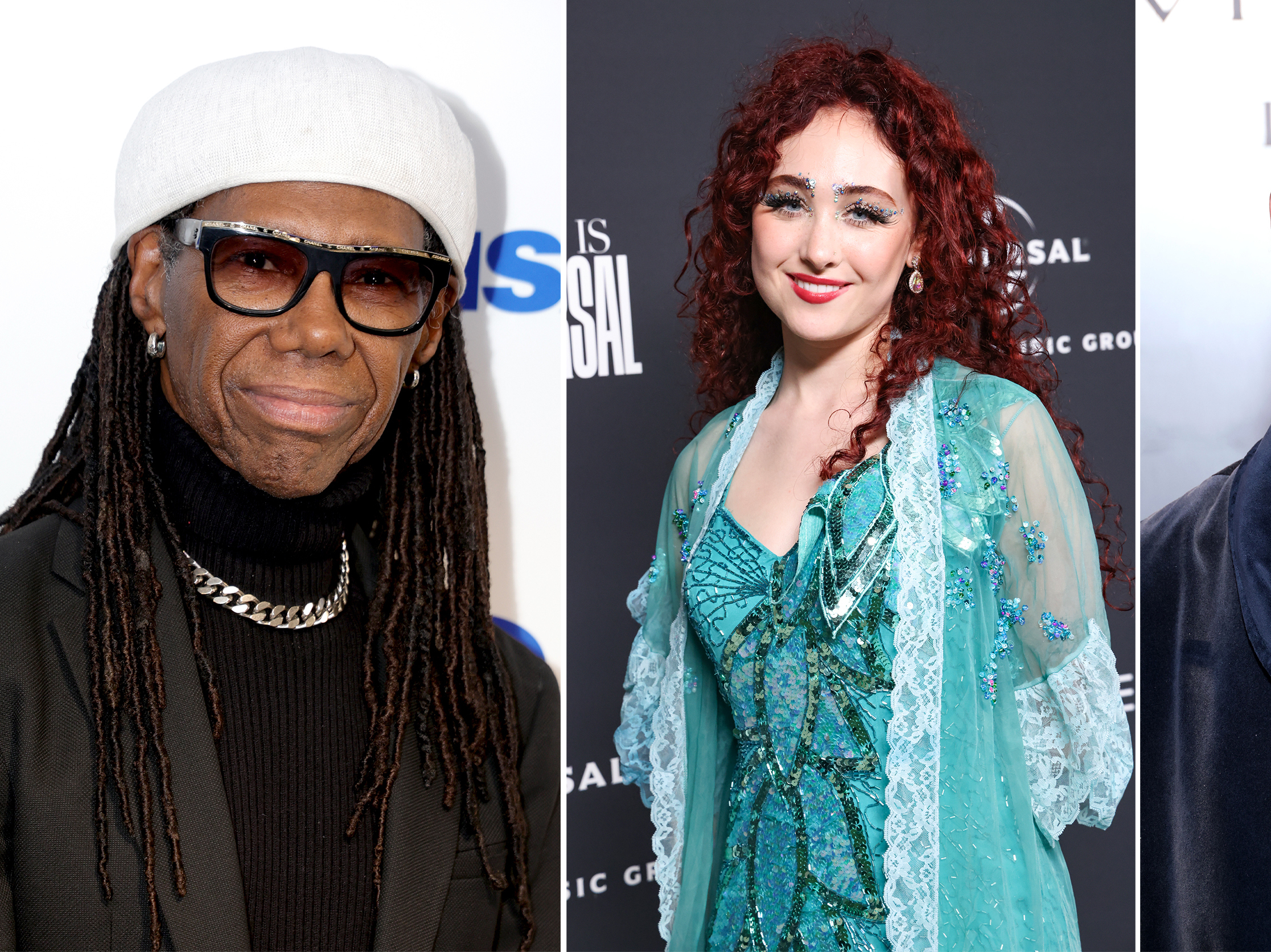 From left, Nile Rodgers, Chappell Roan and Diplo are among the more than 280 musicians who signed a letter to senators in support of concert ticketing reforms.