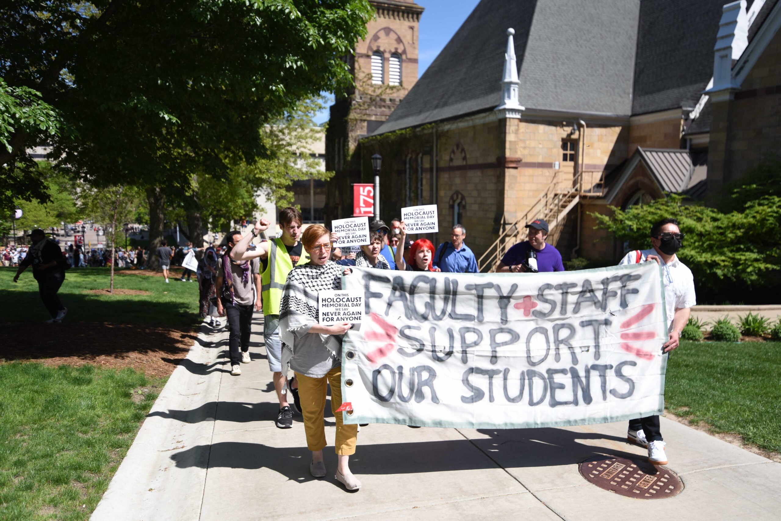UW-Madison faculty, staff stage walkout in support of pro-Palestinian protesters